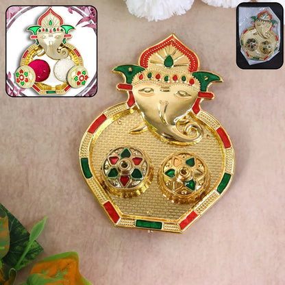 Ganesh Design Decorative Kumkum Box - (1 Pc) - Zidbik