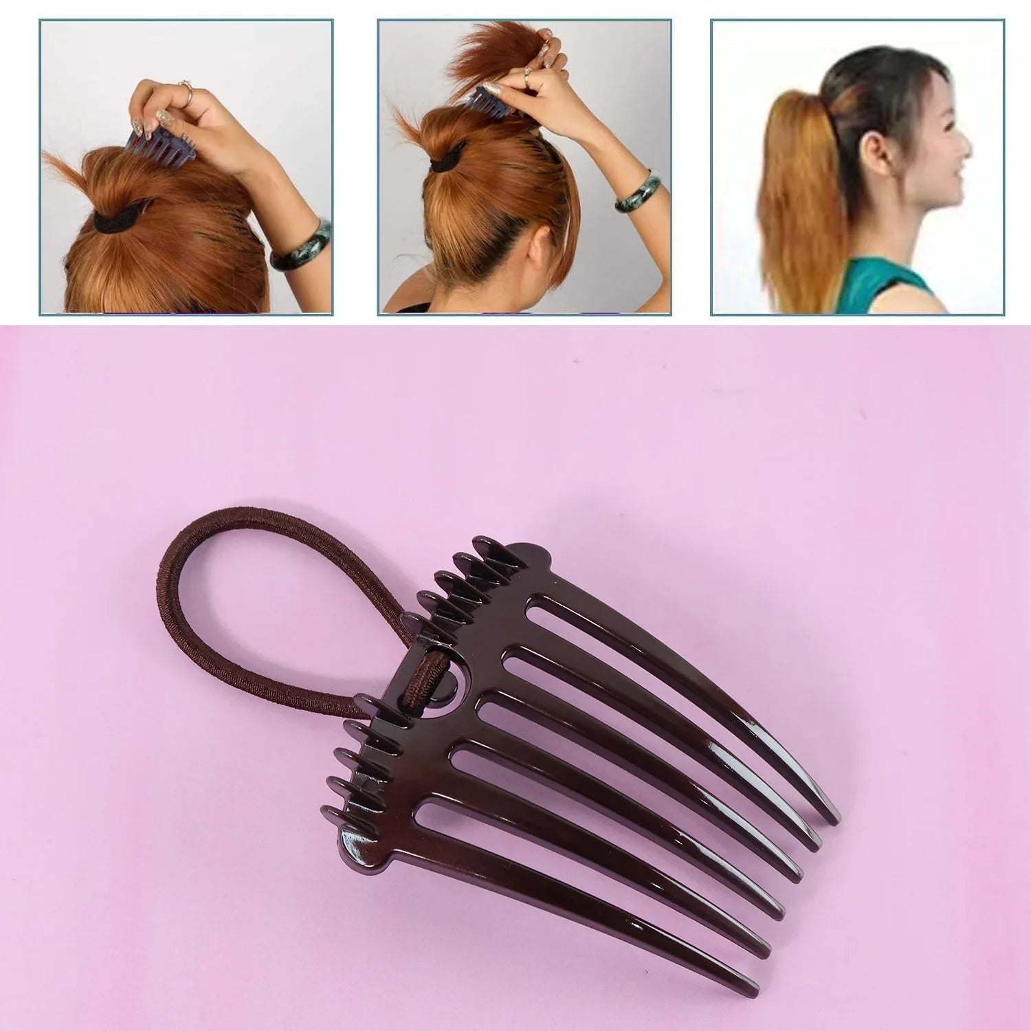 Ponytail Comb With Elastic Loop - (1 Pc) - Zidbik