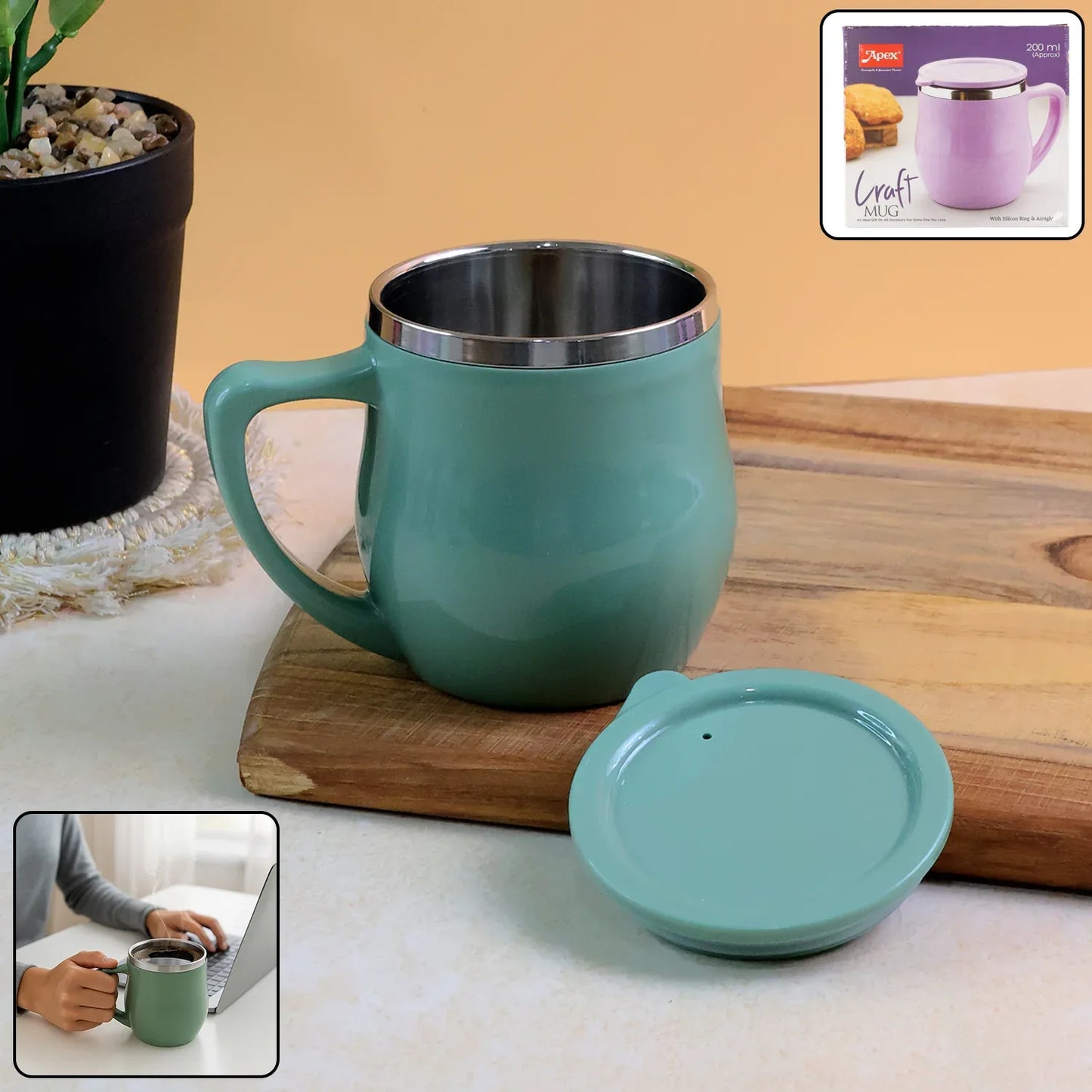 Apex Double-wall Desk Mug - (200ml 1 Pc) - Zidbik