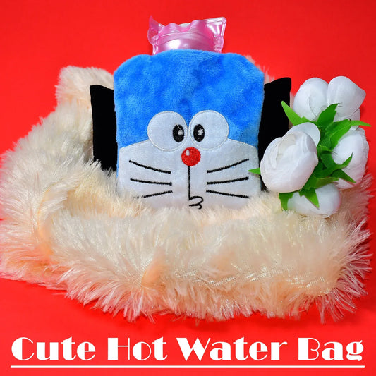 6504 Doremon Small Hot Water Bag With Cover For Pain Relief Neck Shoulder Pain And Hand Feet Warmer Menstrual Cramps. - Zidbik