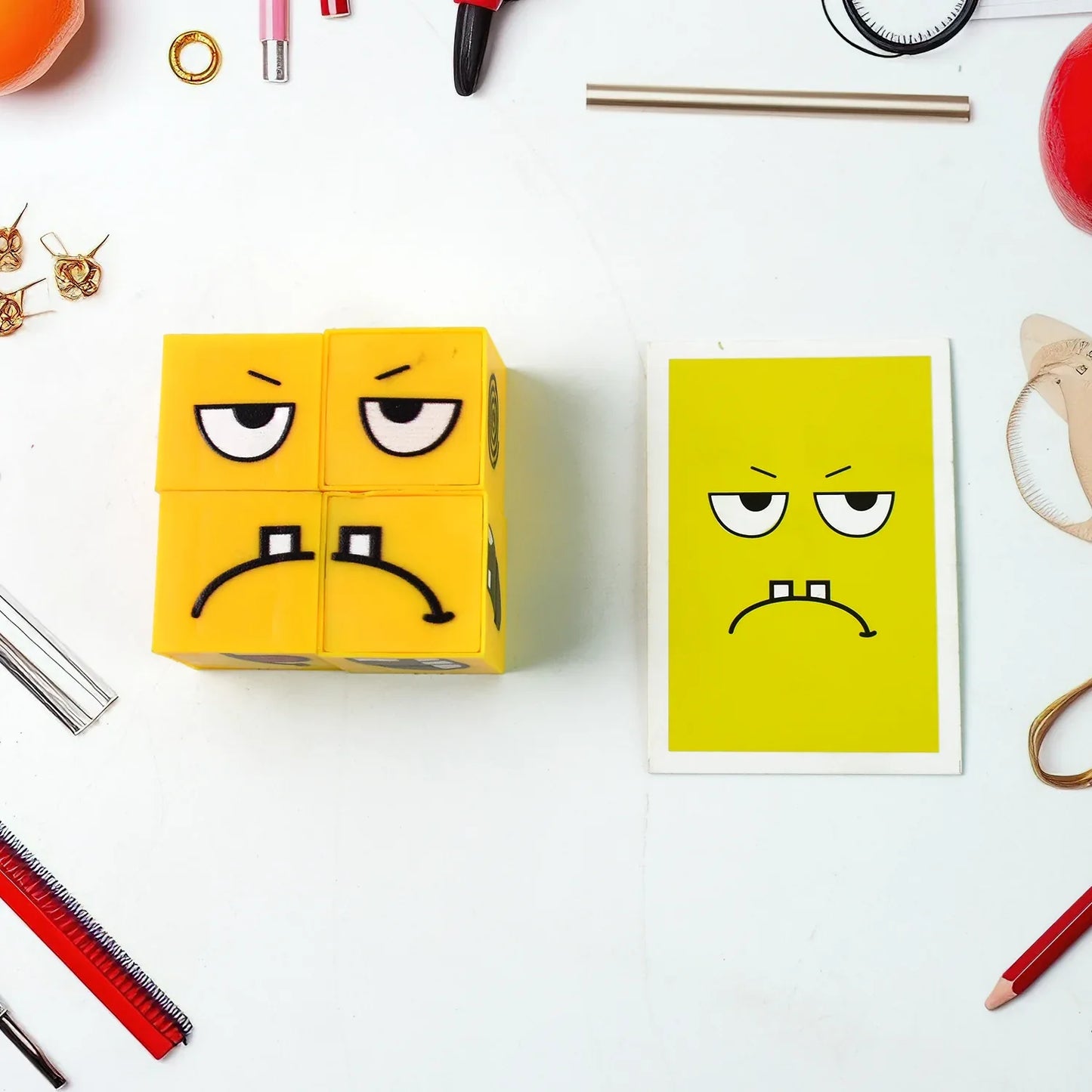 Educational Face Expression Changing Puzzle Cube Toy Set - Zidbik
