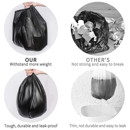 Heavy-duty Black Garbage Bag Roll For Home Commercial Waste Disposal (1 Roll) - Zidbik
