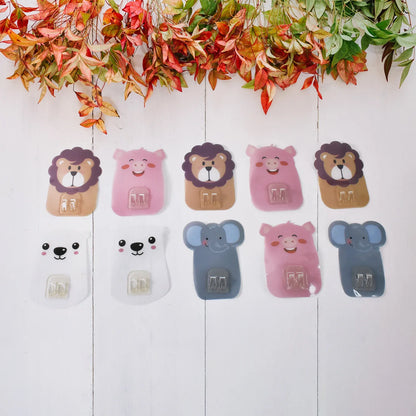 Wall Mounted Cartoon Hooks Self Adhesive Hooks (10 Pcs Set) - Zidbik