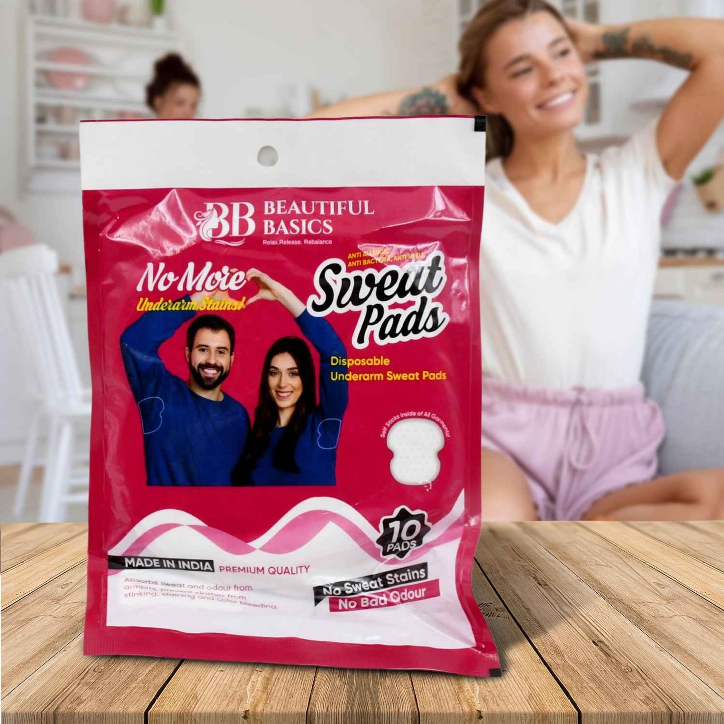 Underarm Sweat Pads - Disposable, Highly Absorbent Cotton Pads for Men and Women (Pack of 10) - Anti-allergic, Anti-bacteria, Anti-smell