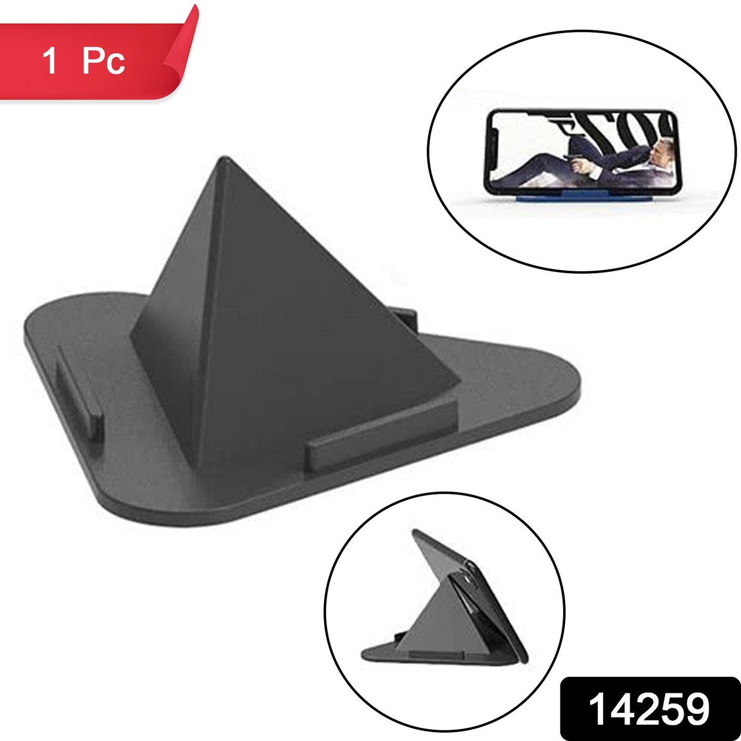 Pyramid Black Mobile Stand With 3 Different Inclined Angles