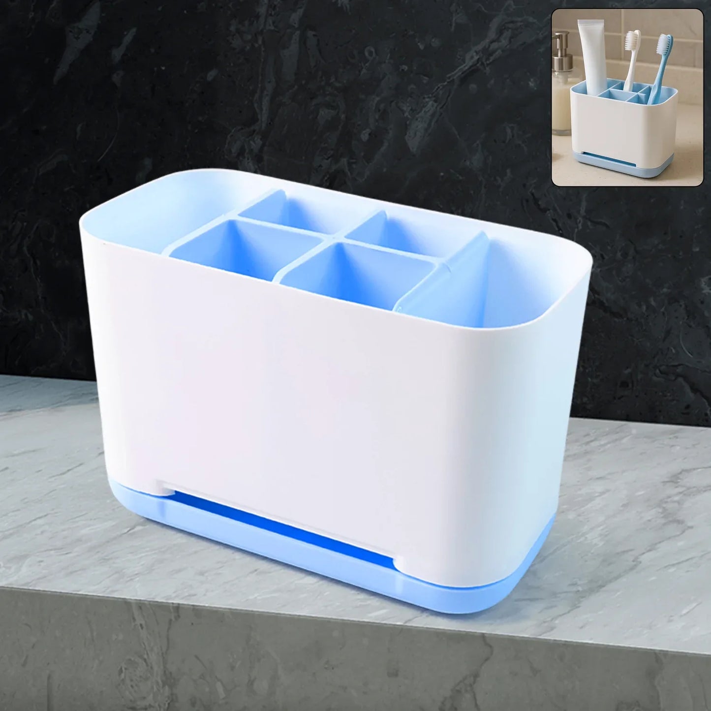 6 Compartment Multi Purpose Organizer Toothbrush Holder Stand Plastic Caddy (1 Pc) - Zidbik