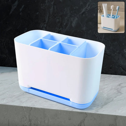 6 Compartment Multi Purpose Organizer Toothbrush Holder Stand Plastic Caddy (1 Pc) - Zidbik