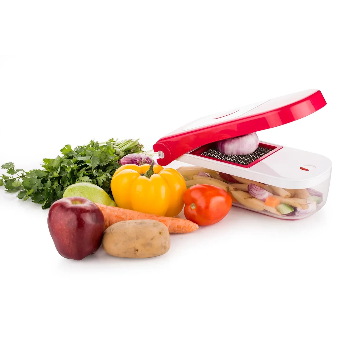8102 Ganesh Plastic Chopper Vegetable And Fruit Cutter Red - Zidbik
