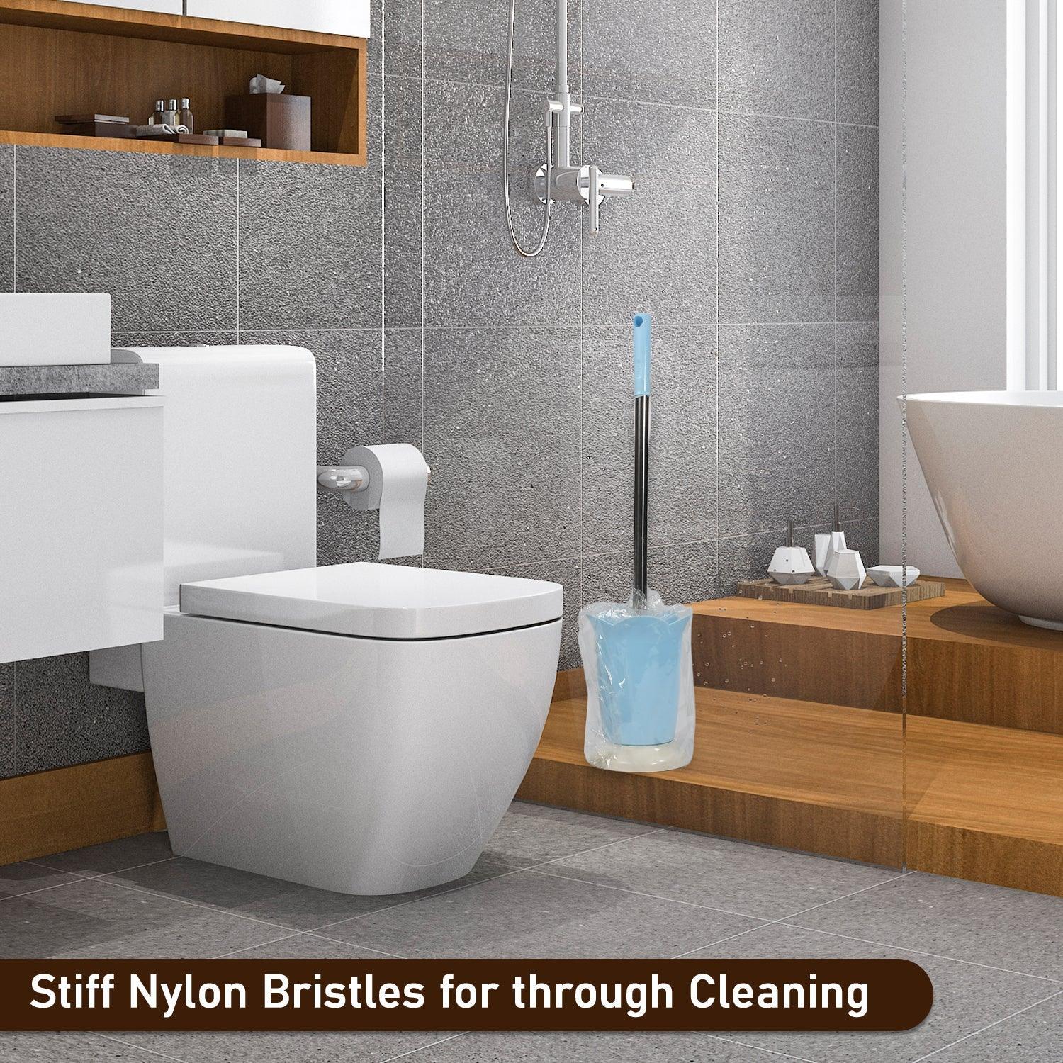 4673 Premium Toilet Plastic Brush With Holder Stand Western And Indian Toilet Bathroom Cleaning - Zidbik