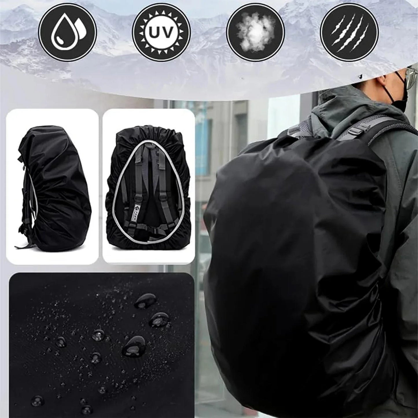 4100 Heavy Waterproof Nylon Rain Coverdust Cover - Elastic Adjustable For Laptop Bags And Backpacks School Bag Waterproof Cover Dust Proof Backpack Laptop Bag Cover (1pc) - Zidbik