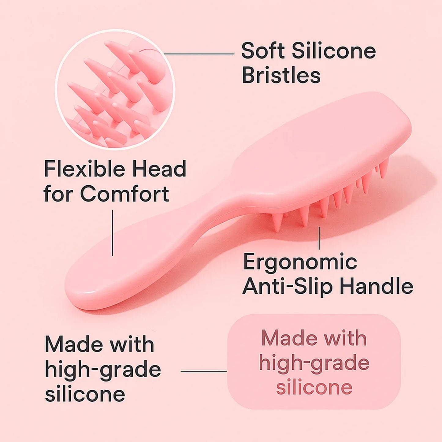 Multipurpose Silicone Scalp Massager Shampoo Brush (1 Pc) - Zidbik
