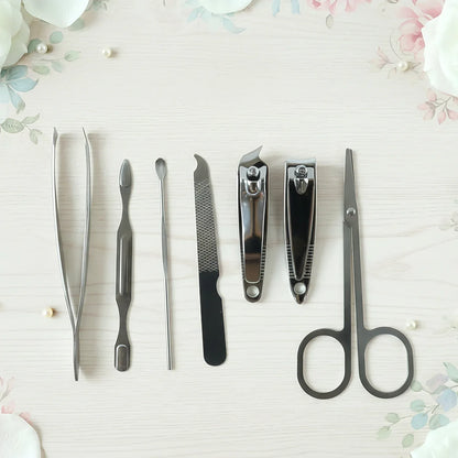7 In 1 Stainless Steel Manicure Pedicure Grooming Kit - Zidbik