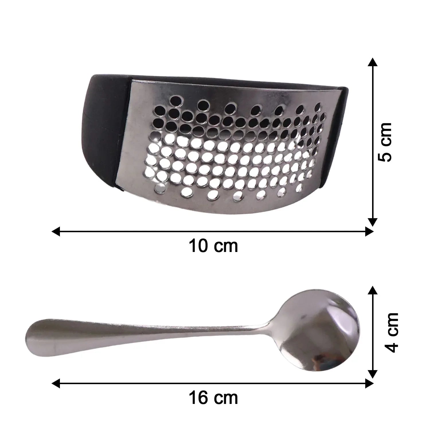 Heavy-duty Garlic Press Tool With Spoon Set (2 Pc Set) - Zidbik