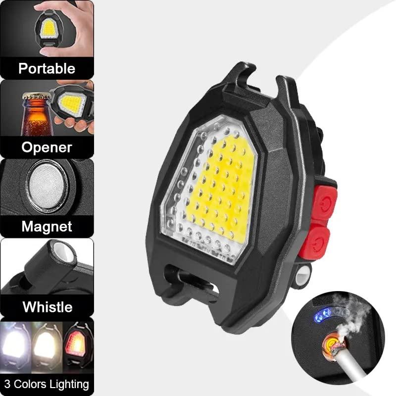 4543 Portable Triangular Shaped Emergency Camping Flashlight With Cigarette Lighter Lumens Rechargeable Waterproof Portable Led Light Camping Keychain 6lighting Modes With Strong Magnet 3 Color Lighting For Travel Camping Walking - Zidbik