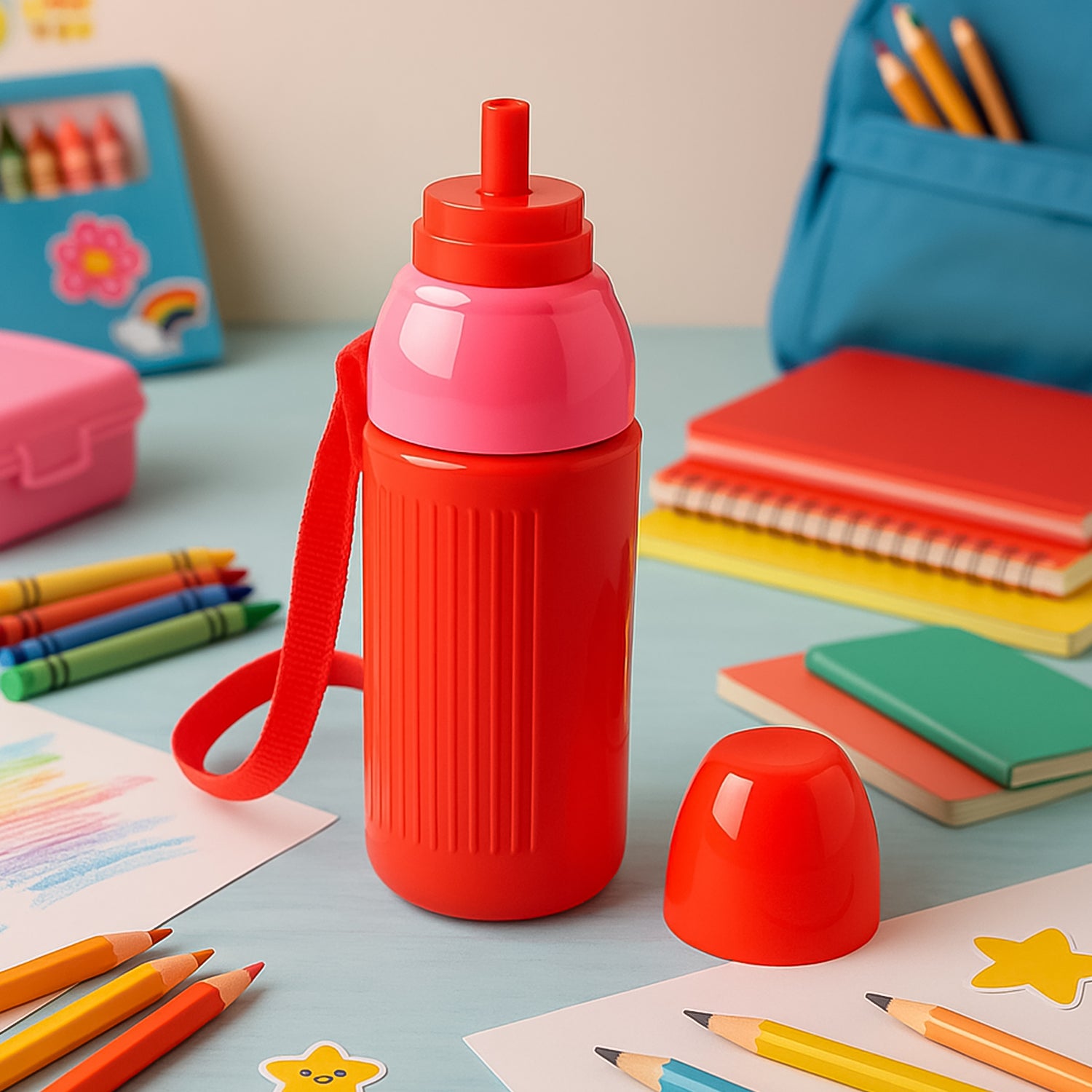 500ml Kids Insulated Plastic Water Bottle (1 Pc) - Zidbik