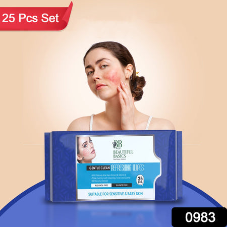 Refreshing Wet Wipes For Face  Facial Cleansing  Refreshing  Skin Hydration Soothing For Skin  Ph Balance  Alcohol Free  Nourishing With Fruit Extract  25 Wipes - Zidbik