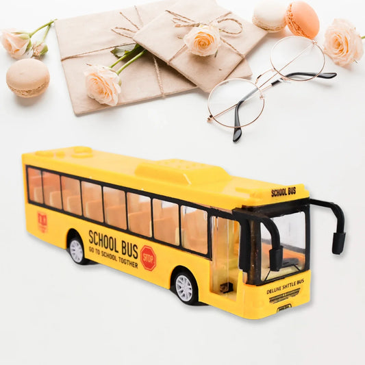 Inertia Bus Toys High Simulation Yellow Fine Details Mini Bus Model Car Toys Prizes For Gift Collections - Zidbik