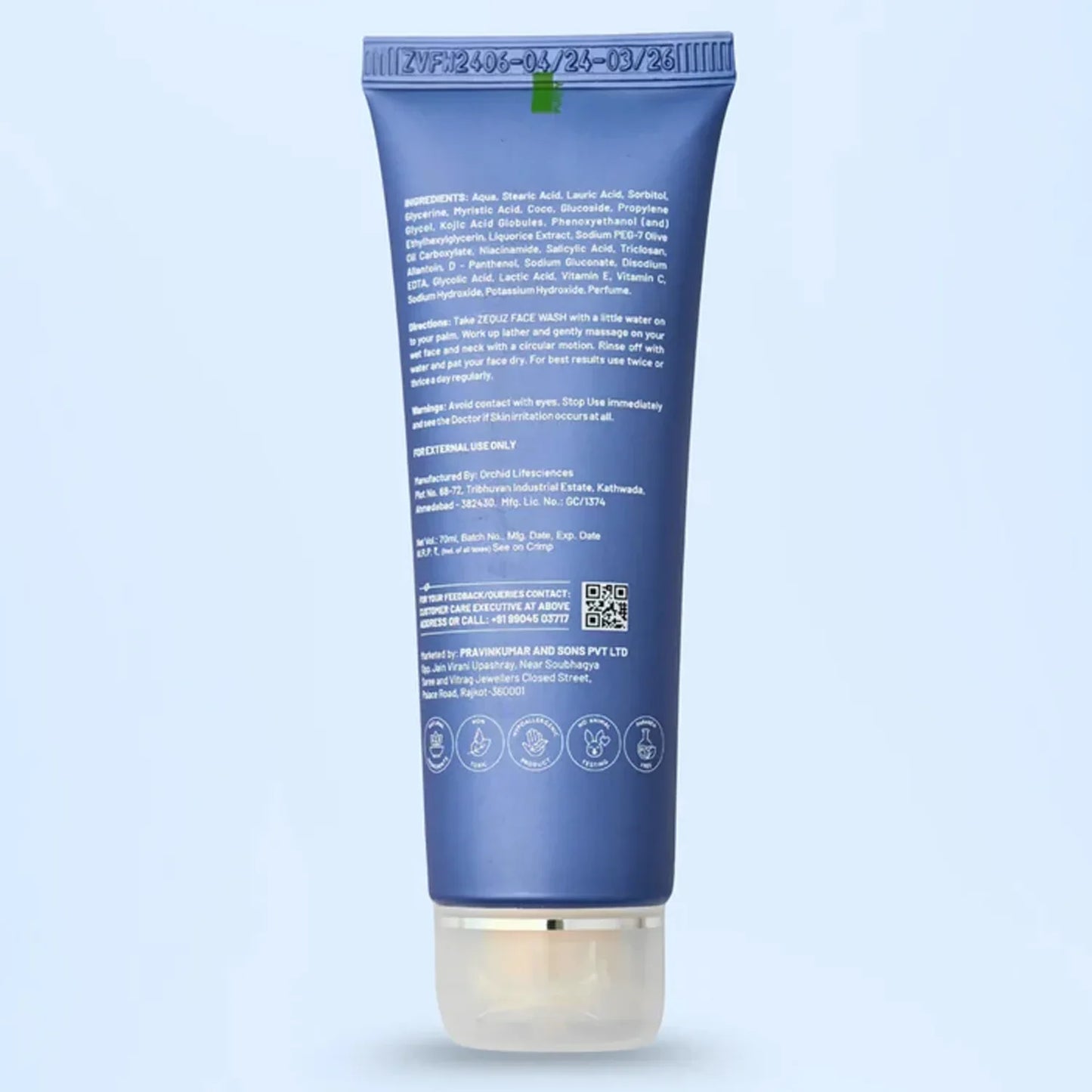 Zequz Vitamin C + E Brightening Face Wash - (1 Pc 70 Ml) - Zidbik