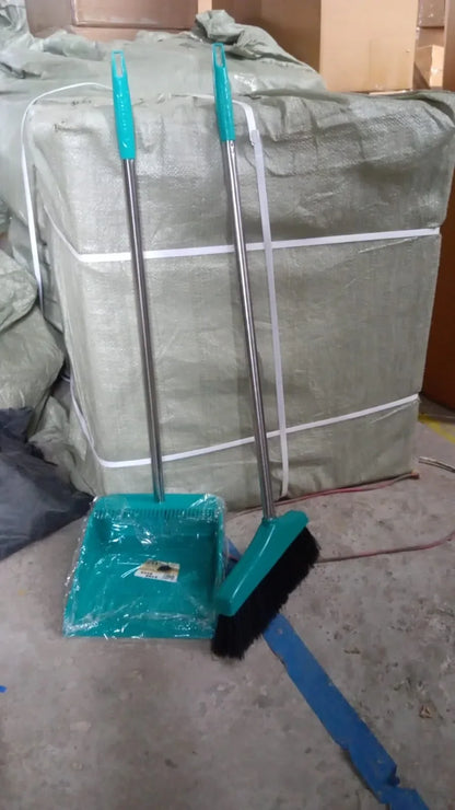 0627 Long Handle Dustpan And Brush 2 Piece Set For Sweeping Cleaning Home Office - Zidbik