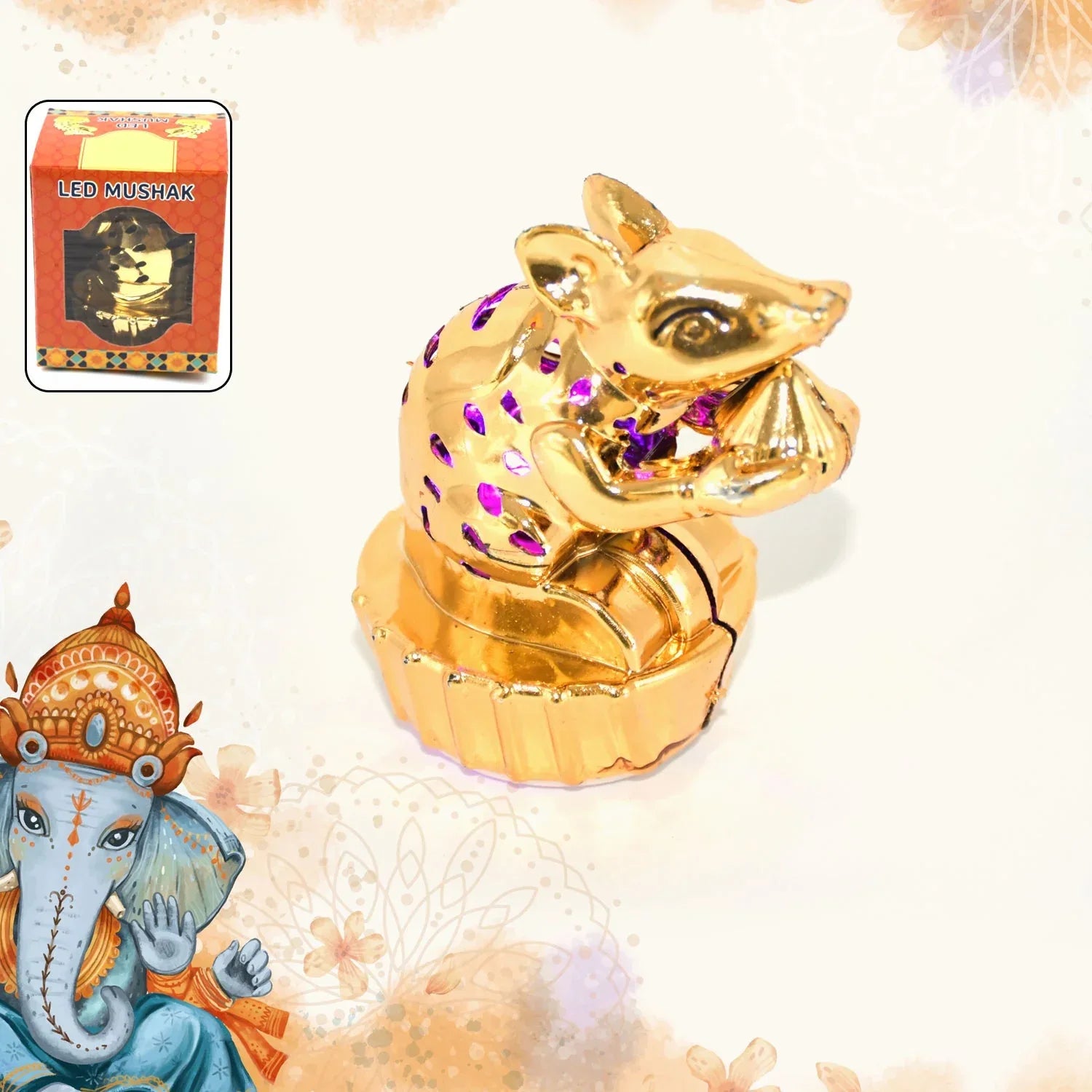 Multicolour Led Mushak Led Mooshak For Ganpati Decorations (1 Pc) - Zidbik