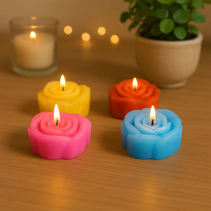 Rose Shaped Wax Candle Set (6 Pc) - Zidbik