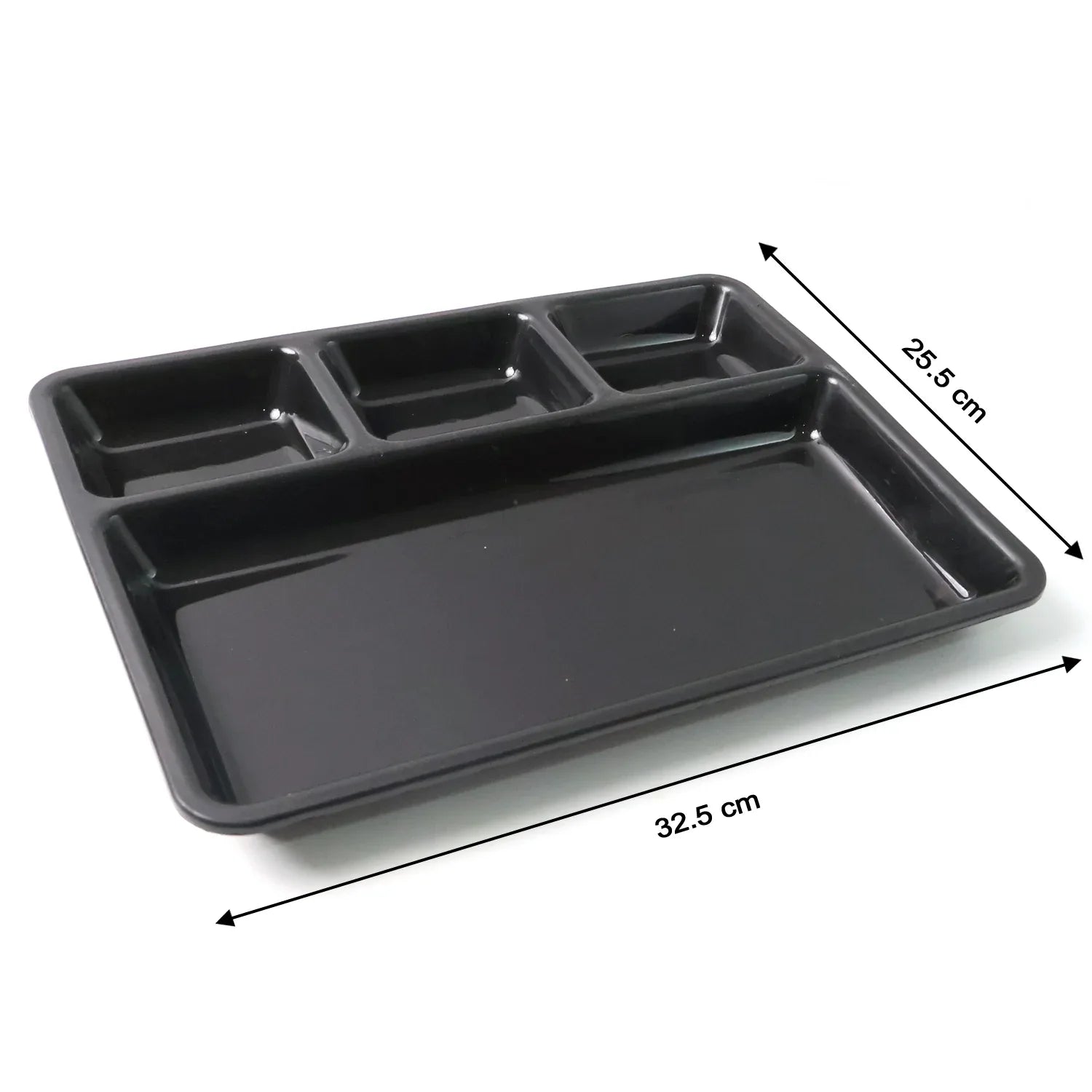 Plastic 4-compartment Rectangular Meal Serving Tray Sectioned Dining Plate (1 Pc) - Zidbik