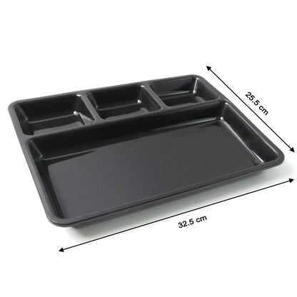 Plastic 4-compartment Rectangular Meal Serving Tray Sectioned Dining Plate (1 Pc) - Zidbik