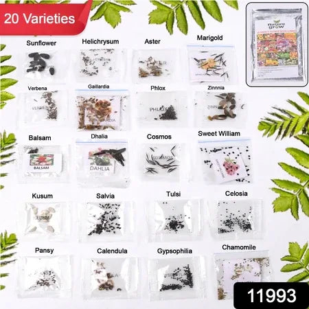 Seeds 20 Varieties Of Flower Seeds Combo (1 Pkt 20 Varieties) - Zidbik