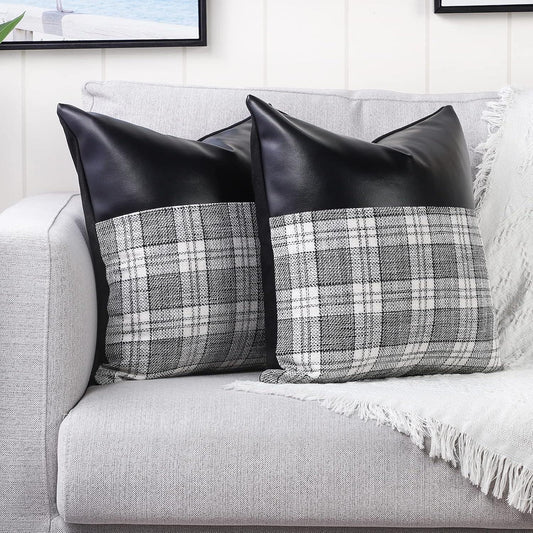 Pillow Covers Cushion Cases Soft Leather And Cotton (23 22 Inch 1 Pair 2 Pc) - Zidbik