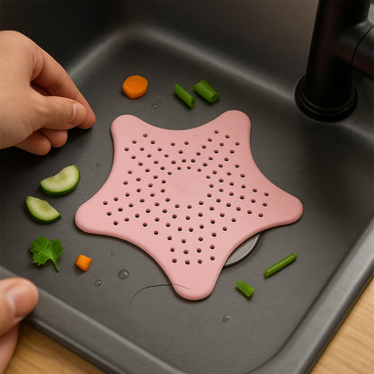 Baby Pink Silicone Star Shaped Sink Filter Bathroom Hair Catcher Drain Strainers For Basin - Zidbik