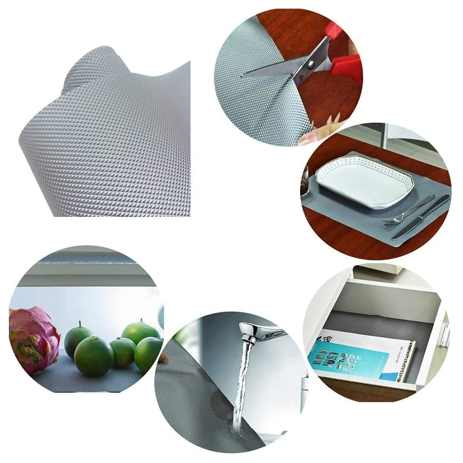 4103 Multipurpose Anti-slip Bathroom Kitchen Cabinet Drawer Shelf Mat Liner Sheets Roll Fridge Mat Table Mat Anti-slip Super Strong Placement Mat For Fridge Bathroom Kitchen Drawer Shelf Liner (45cmx5m) - Zidbik
