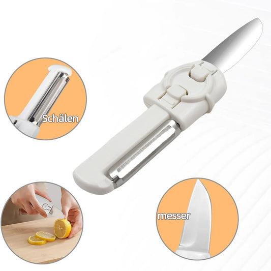 Dual-use Knife And Peeler 2-in-1 Stainless Steel Blades Wiith Case (1 Pc) - Zidbik