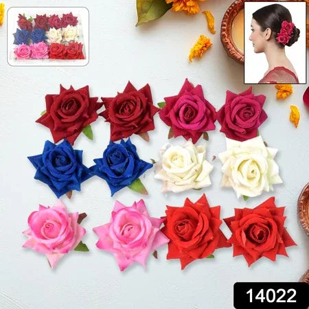 Colourful Flowing Flower Hair Pin (12 Pcs Set Mix Color) - Zidbik