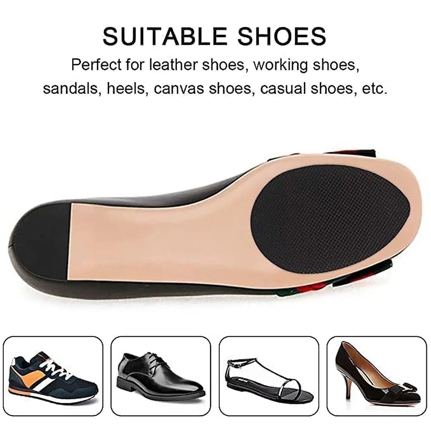 Non-slip Shoe Pads Rubber Shoe Sole Protector Pads Self-adhesive Shoe Grips Pads Stickers Non Skid For Ladies Shoes High Heels Boots (1pc) - Zidbik