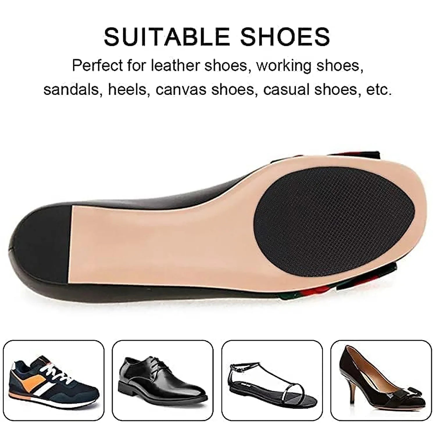 Non-slip Shoe Pads Rubber Shoe Sole Protector Pads Self-adhesive Shoe Grips Pads Stickers Non Skid For Ladies Shoes High Heels Boots (1pc) - Zidbik