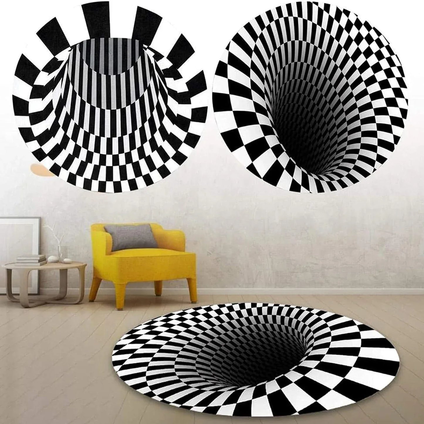 3d Space Round Carpet Floor Mat Non-woven Doormat (60 Cm) - Zidbik