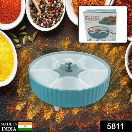 5811 360 Revolving Spice Box  Dry Fruit Box Plastic 7 Compartment Box Suitable For Multipurpose Storage Use Like Dry Fruit  Spices  Pickle  Tea   Sugar Etc Kitchen Use - Zidbik