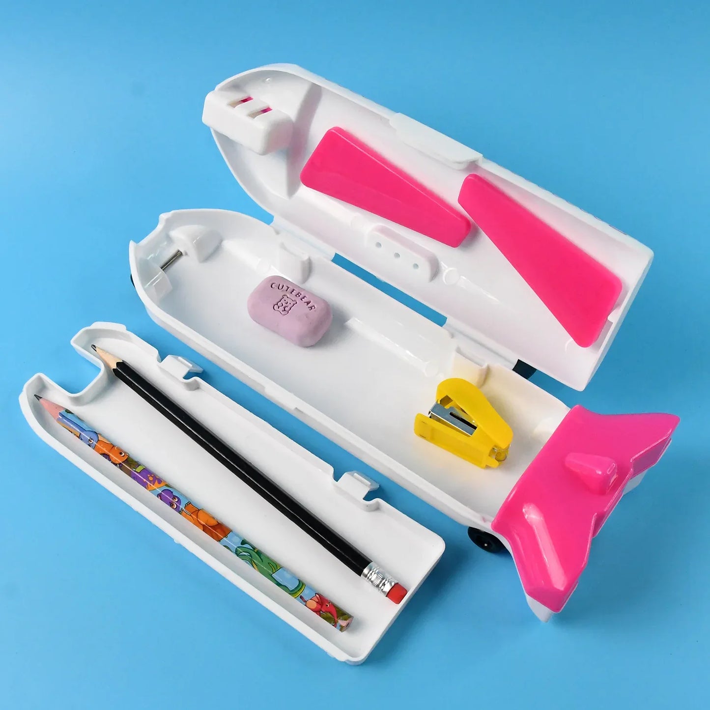 Multi-functional Airplane-shaped Compass Box With Led Light And Built-in Sharpener - Zidbik