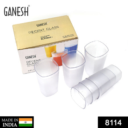 8114 Ganesh Decent Glass 350ml Set Of 6 - Zidbik