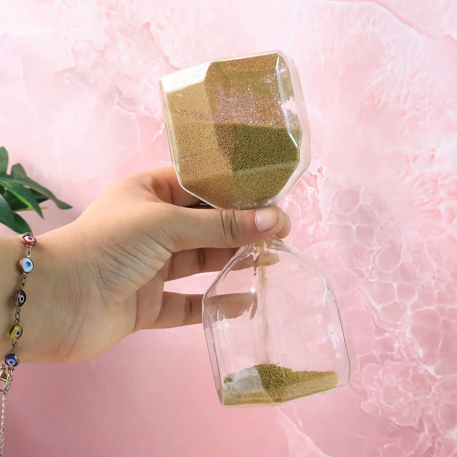 Faceted Glass Hourglass Sand Timer - (1 Pc 4 Minutes Approx Time) - Zidbik