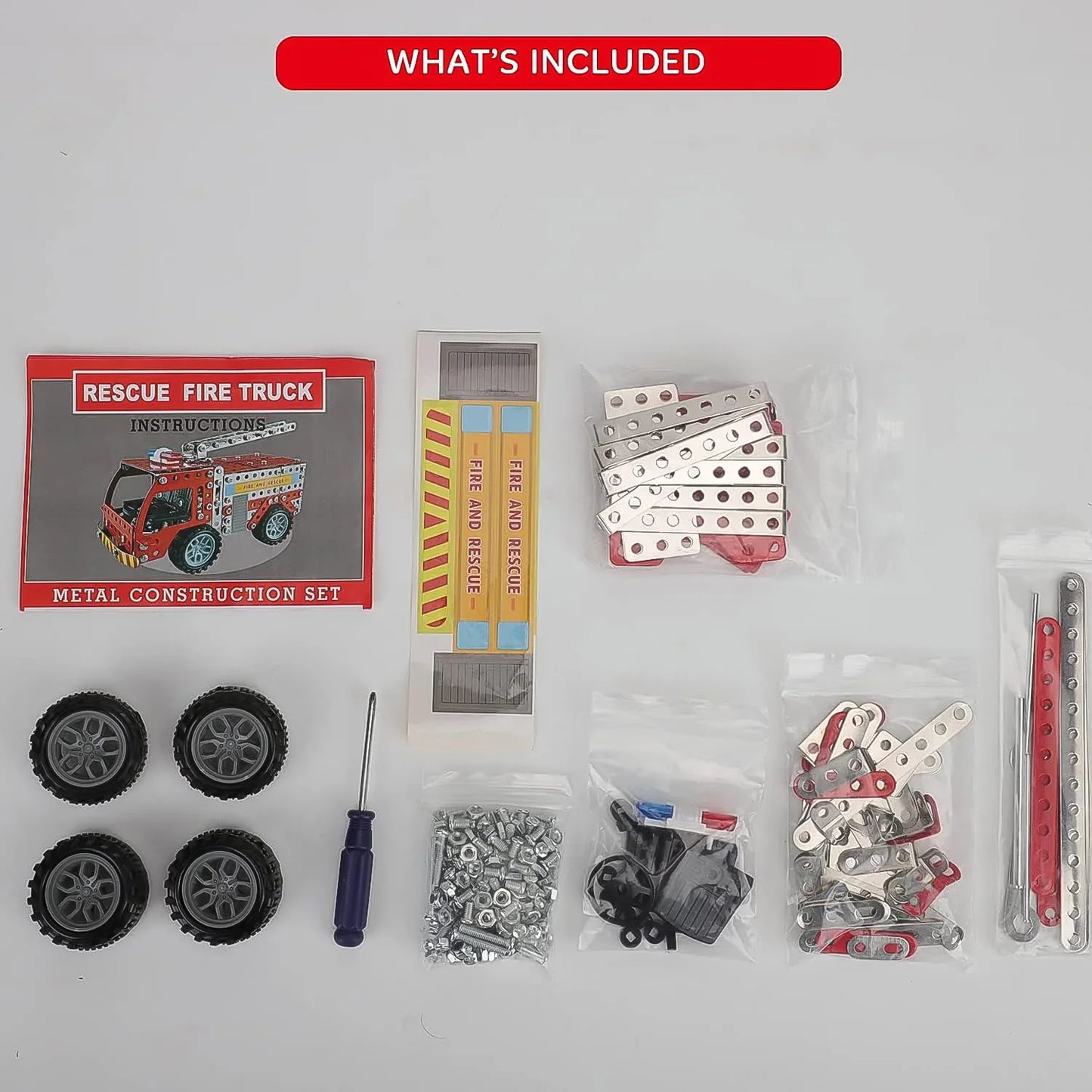 Metal Diy Fire Truck Building Blocks For Kids (Fire Truck 292pcs Of Truck Tool 1 Set) - Zidbik