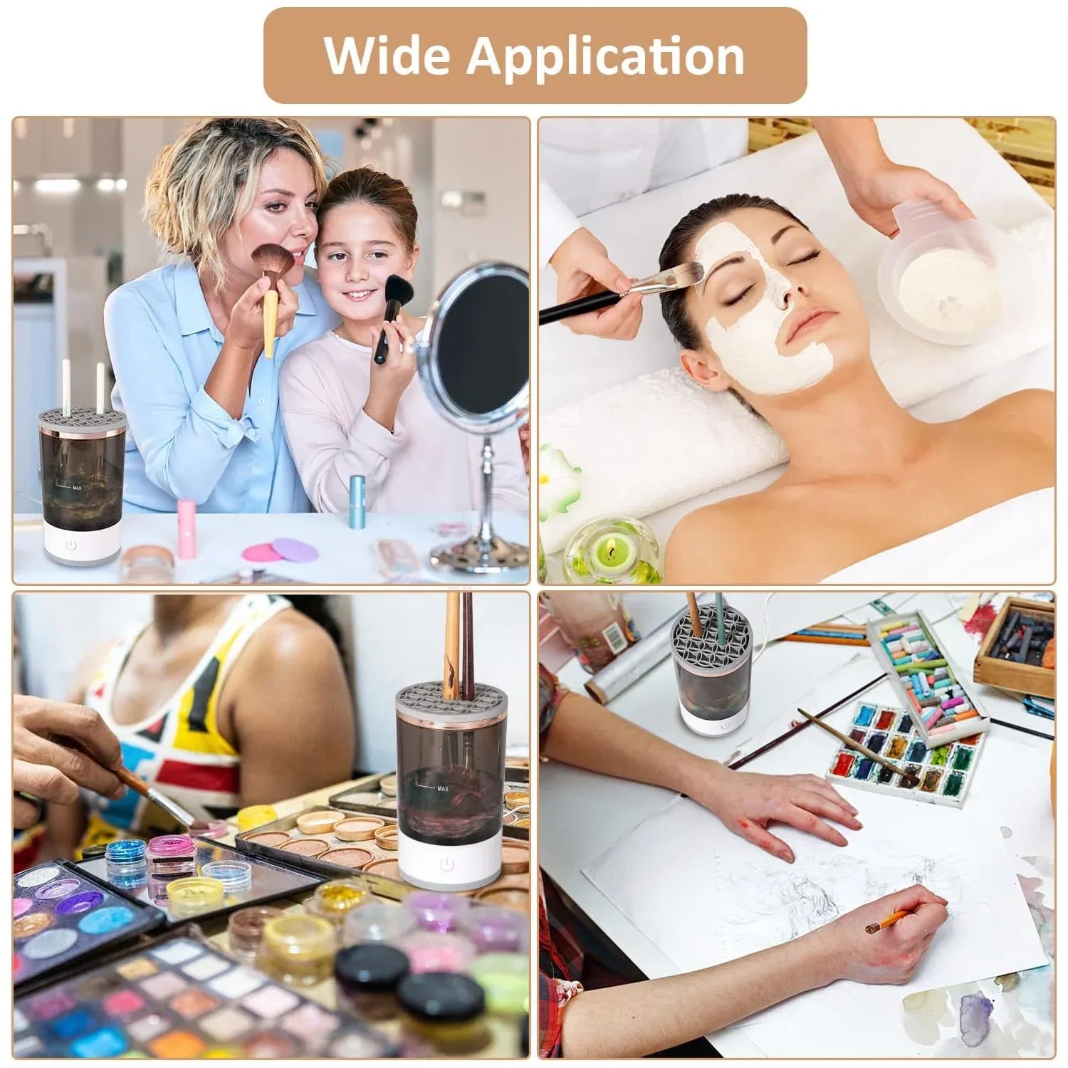 12987 Automatic Makeup Brush Cleaner Fast Electric Brush Cleaner Hand Free Machine Super Clean Brush Washer Brushes Organizer Tool (1 Pc) - Zidbik