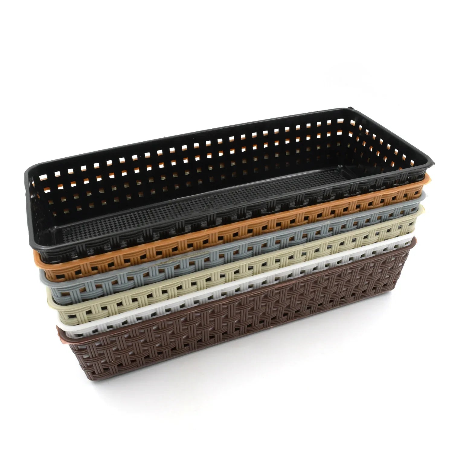 8787 Plastic Multipurpose Desk Organizer Tray Office Drawer Dividers Storage Bins For Kitchen Bathroom Office Makeup Bedroom Dresser Craft Basket Rack Multicolour (6 Pcs Set) - Zidbik