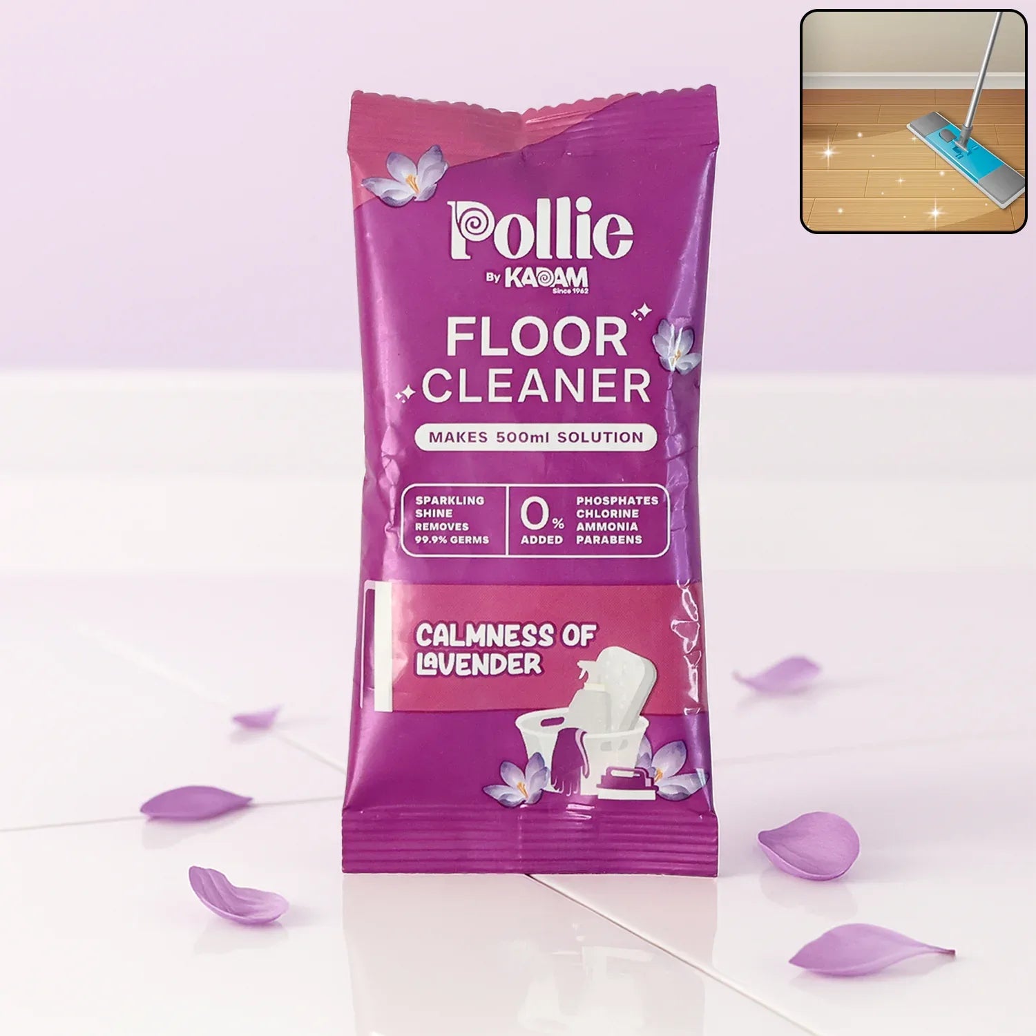 Pollic Kadam Concentrated Floor Cleaner Sachet Lavender Fragrance (50 Gm) - Zidbik