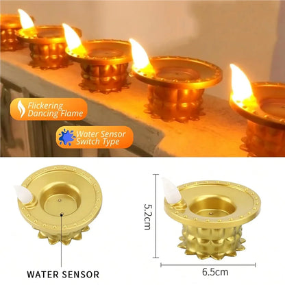 Set Of 3 Water Sensor Led Golden Diyas - Zidbik