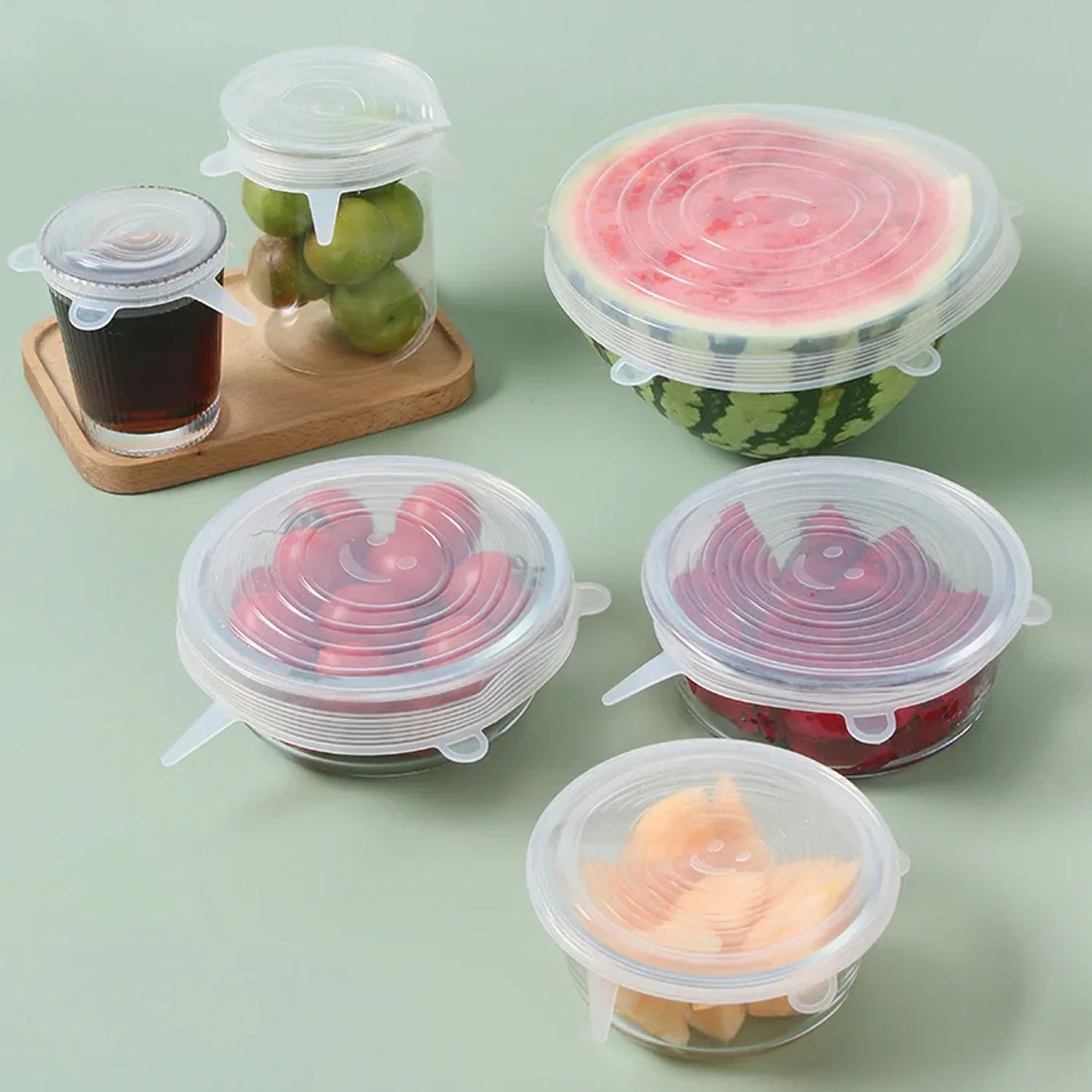 12 Peace Reusable Stretch Lids Set With 2 Storage Pouches Flexible Food Cover Lids - Zidbik