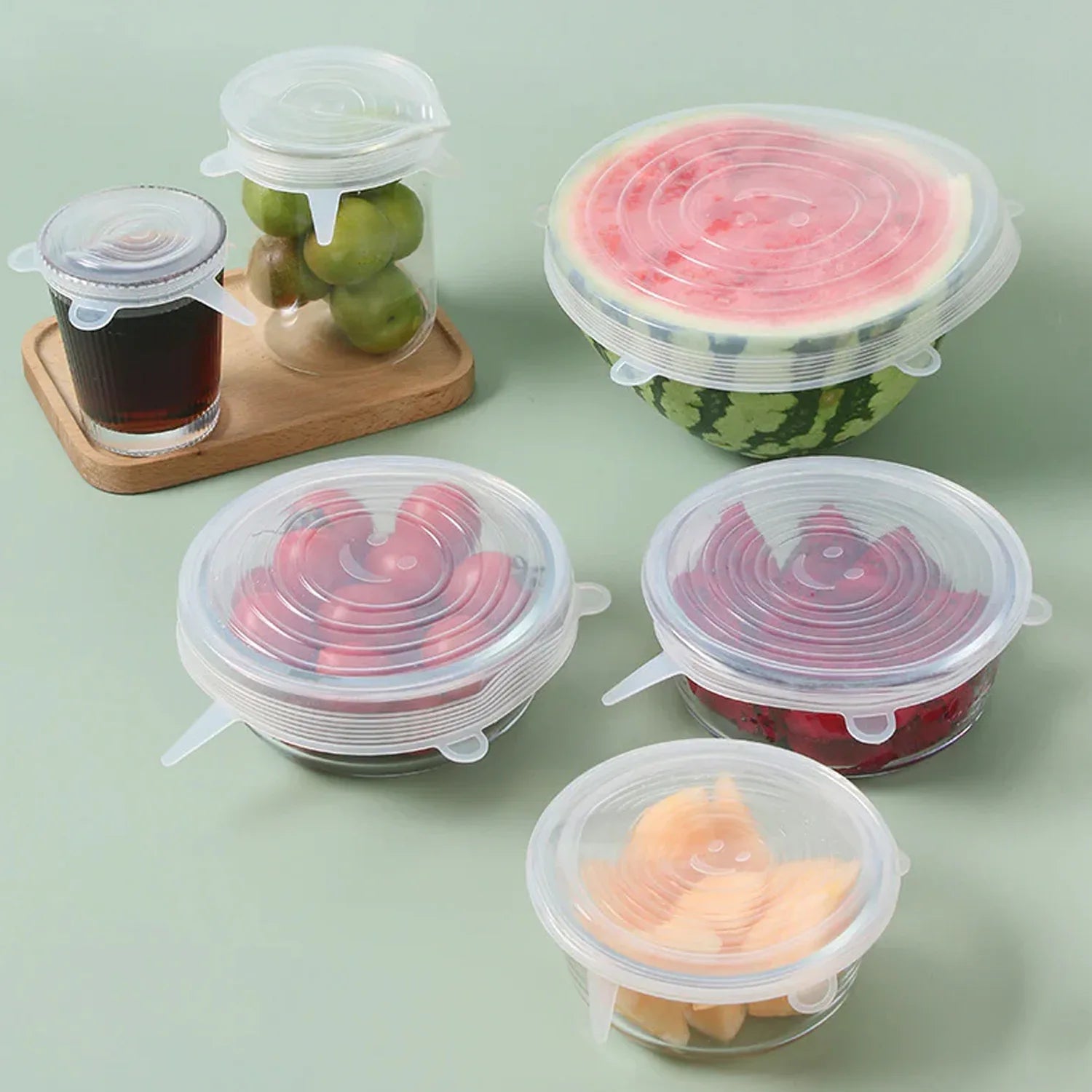 12 Peace Reusable Stretch Lids Set With 2 Storage Pouches Flexible Food Cover Lids - Zidbik