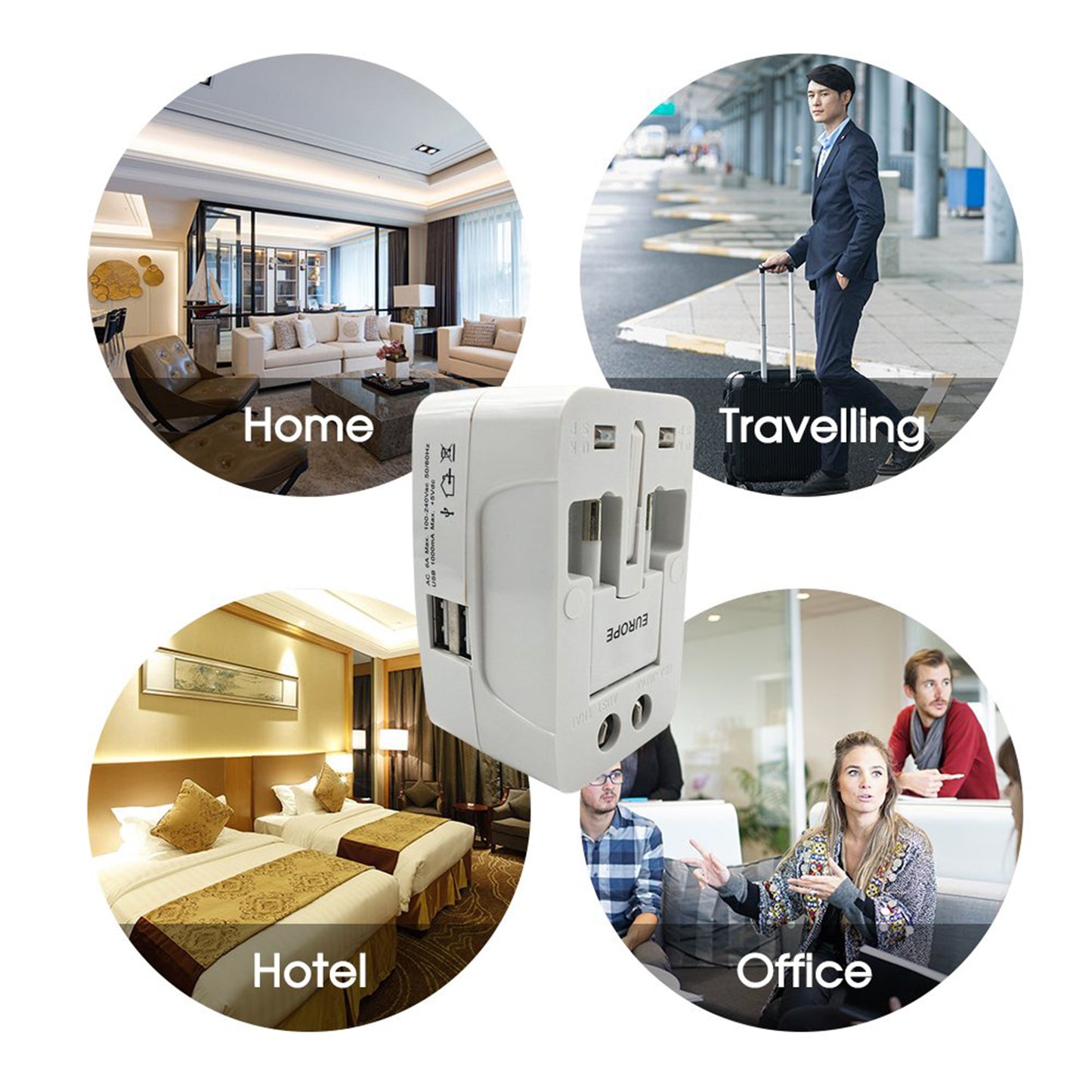 12671 All-in-one Universal Worldwide Travelling Ac Adaptor Plug (Au  Uk  Us  Eu) International Power Charger Electric Usb Power Plug Socket Adapter Converter (1 Pc) - Zidbik