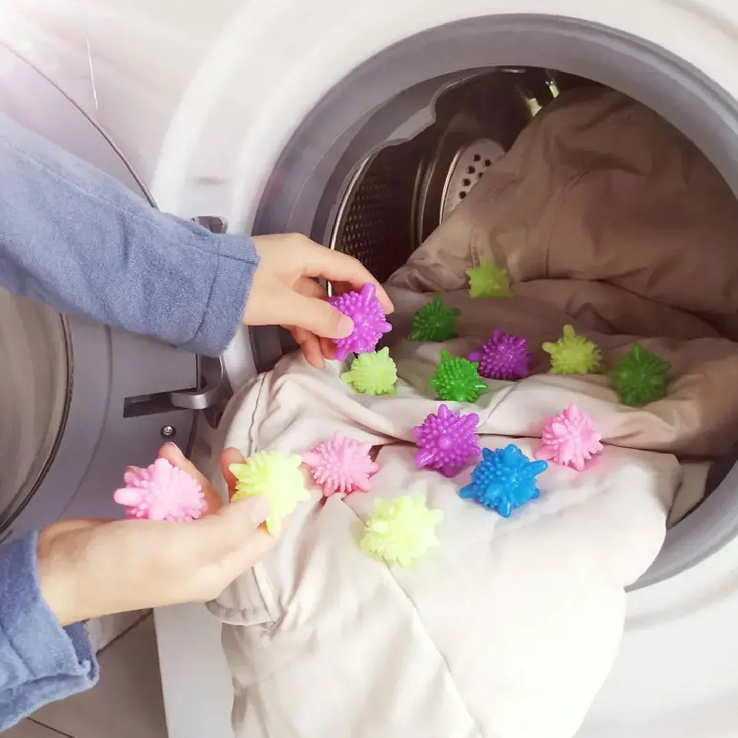 8737 Soft Star Washing Machine Laundry Dryer Balls Laundry Ball For Household Cleaning Washing Machine Clothes Softener (10 Pcs Multi Color) - Zidbik