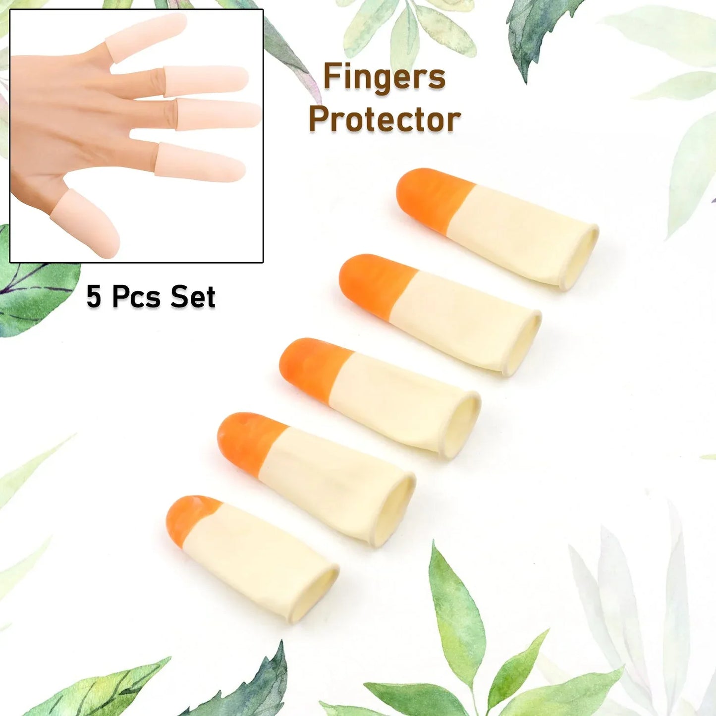 Finger Caps Silicone Finger Protectors Sleeves (Finger Cots 5 Pcs Set) - Zidbik